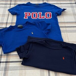 Boys Polo by Ralph Lauren Kids Navy and Blue T-Shirt Trio size 6/7